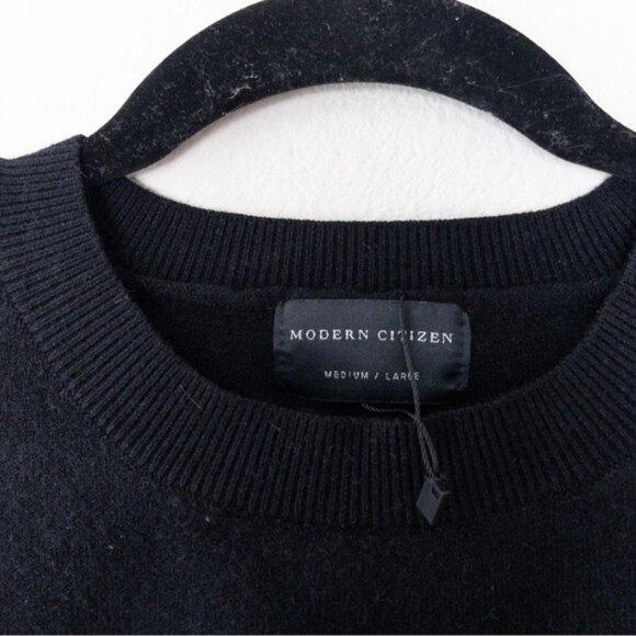 NEW Modern Citizen Balloon Sleeve Knit Sweater M/L Black Cropped Ribbed - Picture 5 of 9